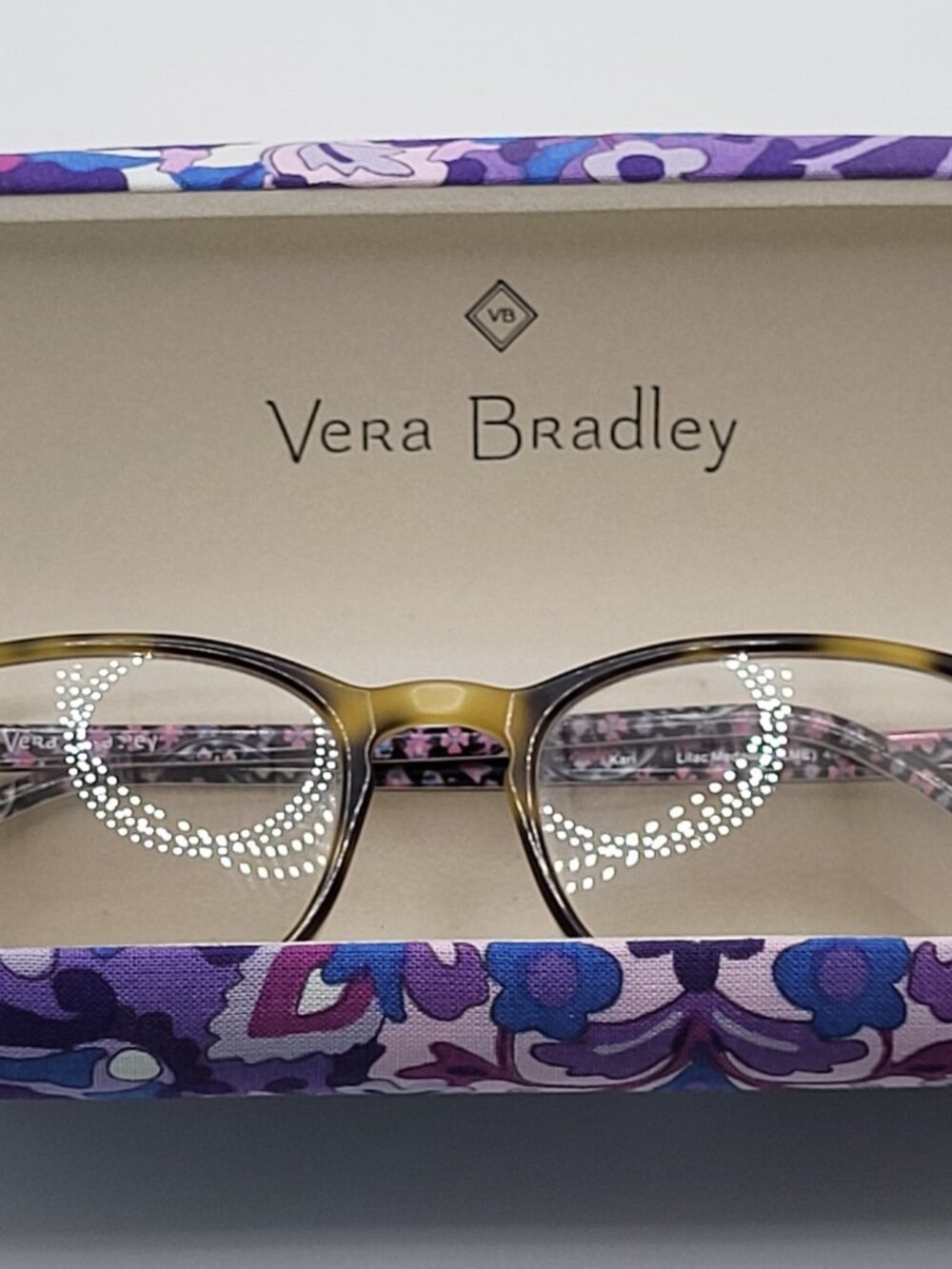 Vera Bradley Floral Case & Prescription Glasses Lilac Medallion Purple